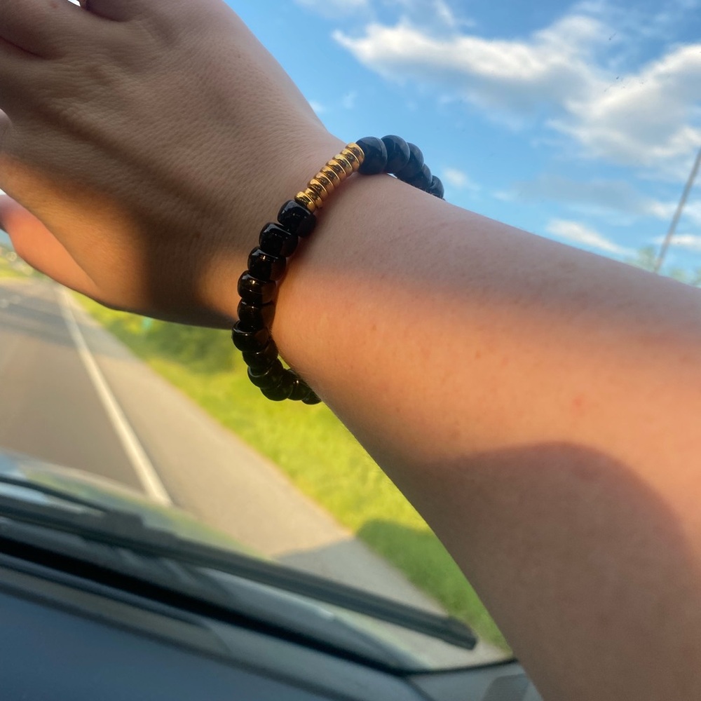 Black and Gold Beaded Bracelet